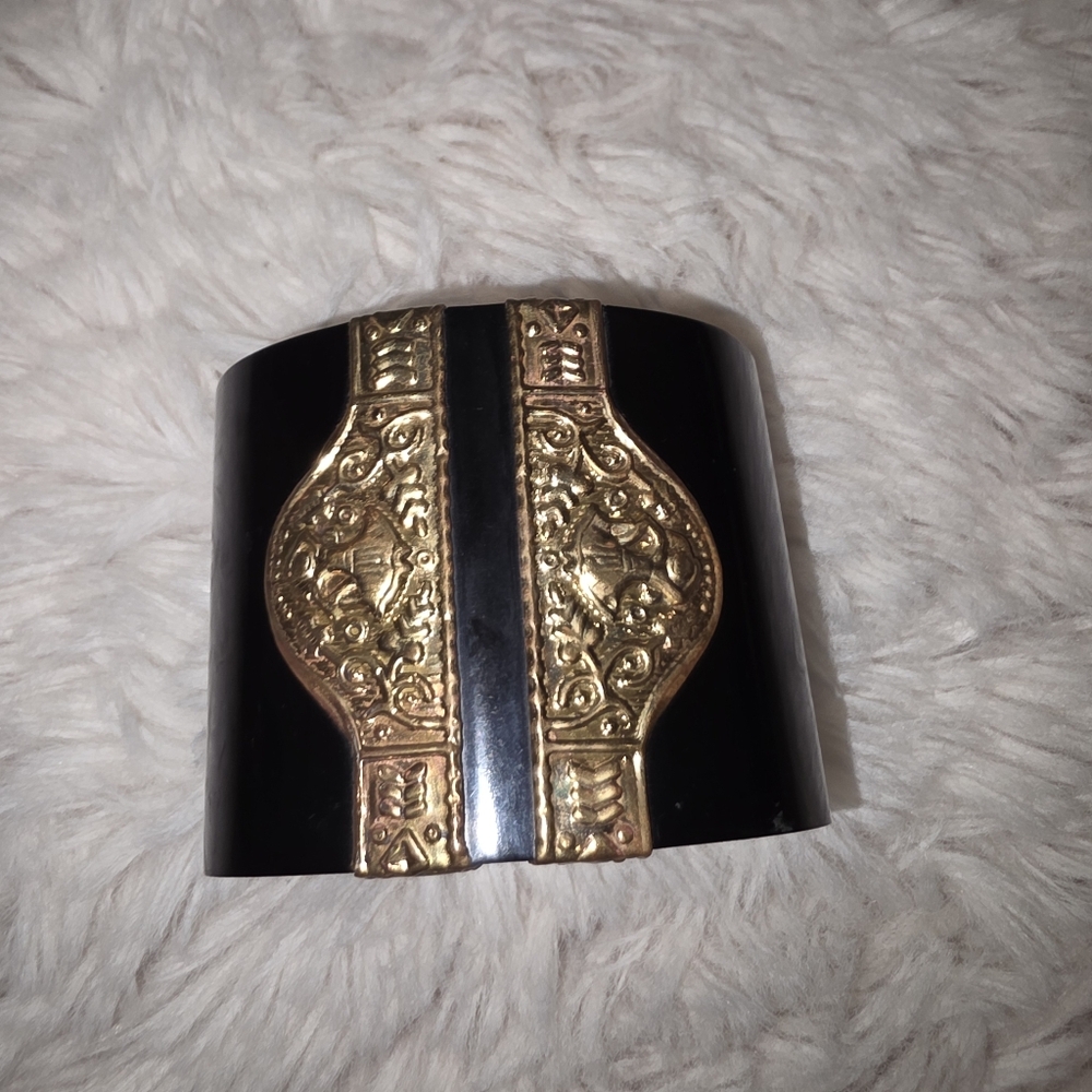 Mango Black and Gold Open Bracelet